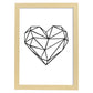 Poster con dibújo nórdico de líneas. Lámina Corazón, ilustrada con con líneas y formas-Artwork-Nacnic-A4-Marco Madera clara-Nacnic Estudio SL