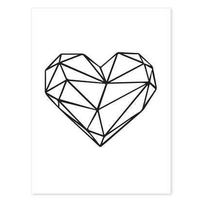Poster con dibújo nórdico de líneas. Lámina Corazón, ilustrada con con líneas y formas-Artwork-Nacnic-A4-Sin marco-Nacnic Estudio SL
