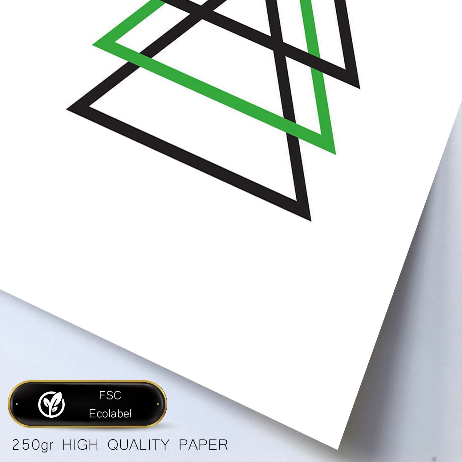Poster con dibújo nórdico de líneas. Lámina Dos y verde, ilustrada con con líneas y formas-Artwork-Nacnic-Nacnic Estudio SL