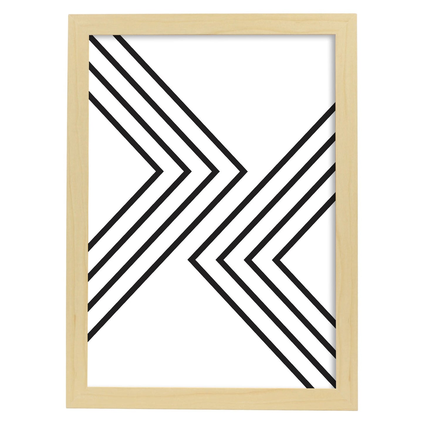 Poster con dibújo nórdico de líneas. Lámina Forma, ilustrada con con líneas y formas-Artwork-Nacnic-A3-Marco Madera clara-Nacnic Estudio SL