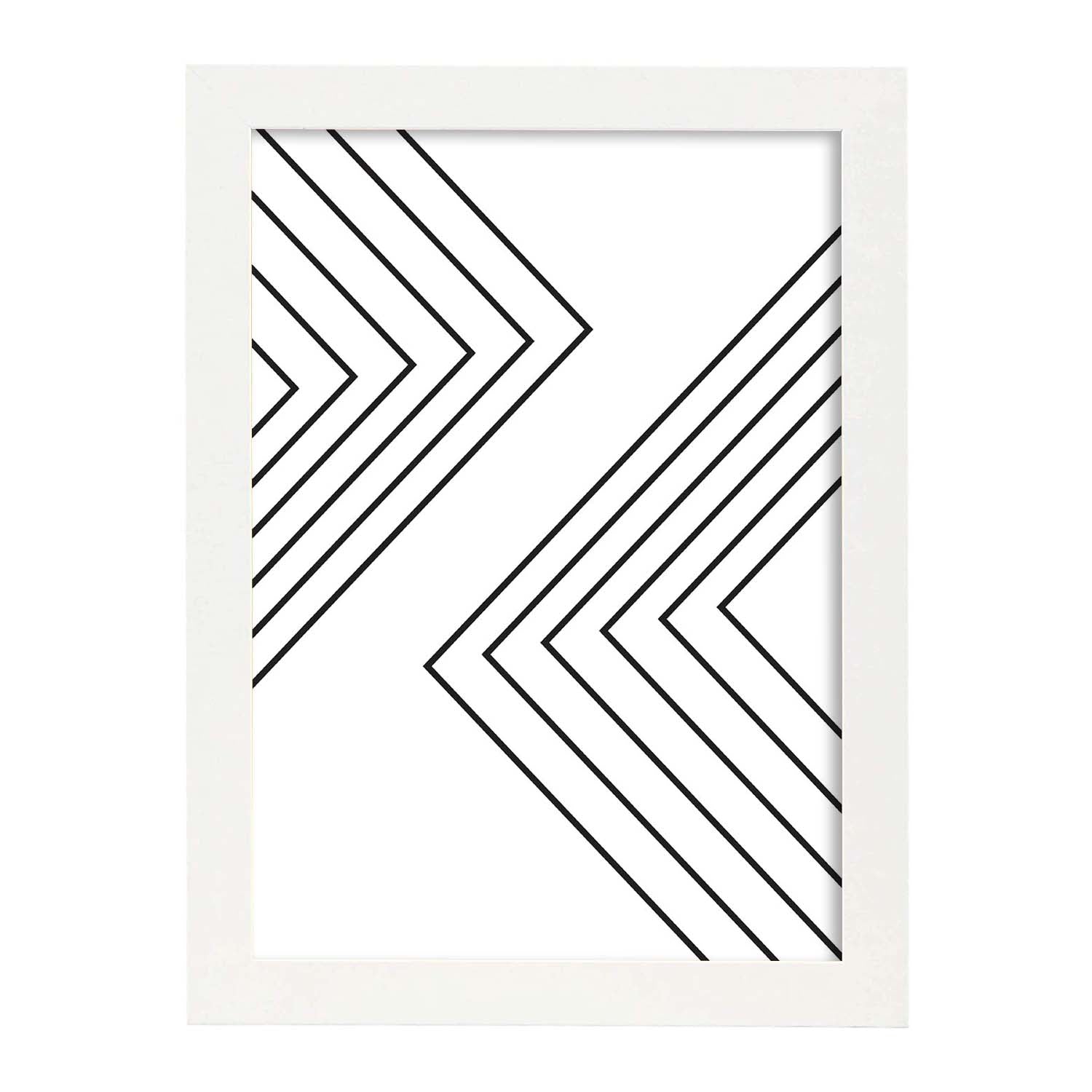 Poster con dibújo nórdico de líneas. Lámina Geo, ilustrada con con líneas y formas-Artwork-Nacnic-A3-Marco Blanco-Nacnic Estudio SL