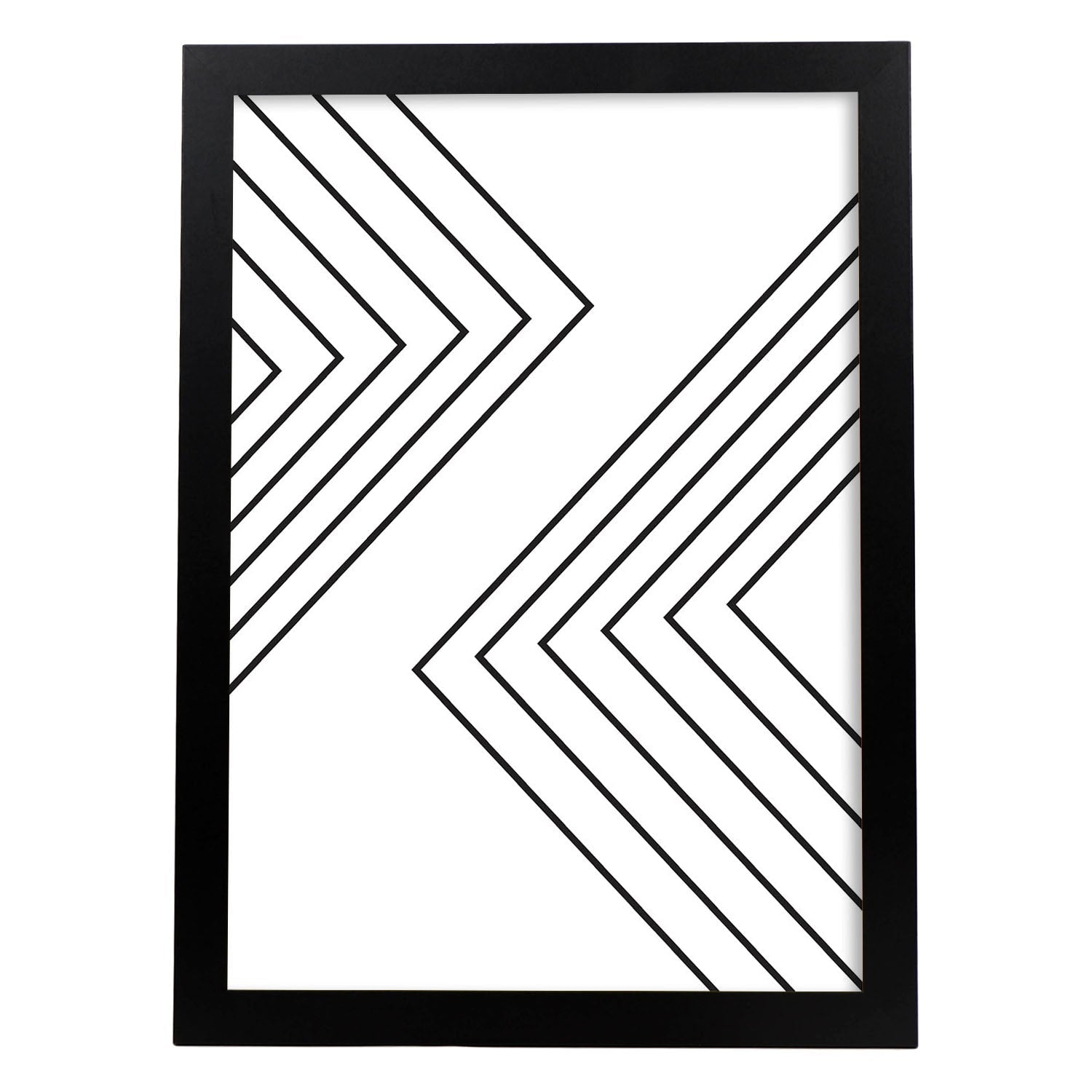 Poster con dibújo nórdico de líneas. Lámina Geo, ilustrada con con líneas y formas-Artwork-Nacnic-A3-Marco Negro-Nacnic Estudio SL