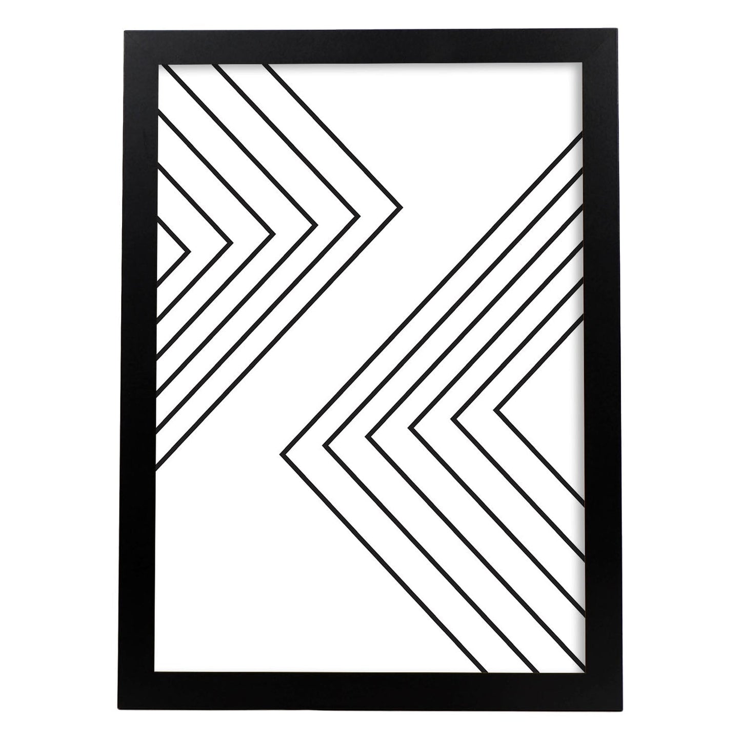 Poster con dibújo nórdico de líneas. Lámina Geo, ilustrada con con líneas y formas-Artwork-Nacnic-A3-Marco Negro-Nacnic Estudio SL
