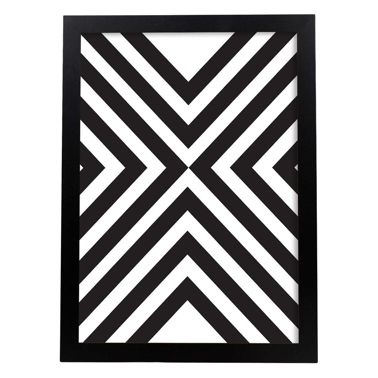 Poster con dibújo nórdico de líneas. Lámina X, ilustrada con con líneas y formas-Artwork-Nacnic-A3-Marco Negro-Nacnic Estudio SL