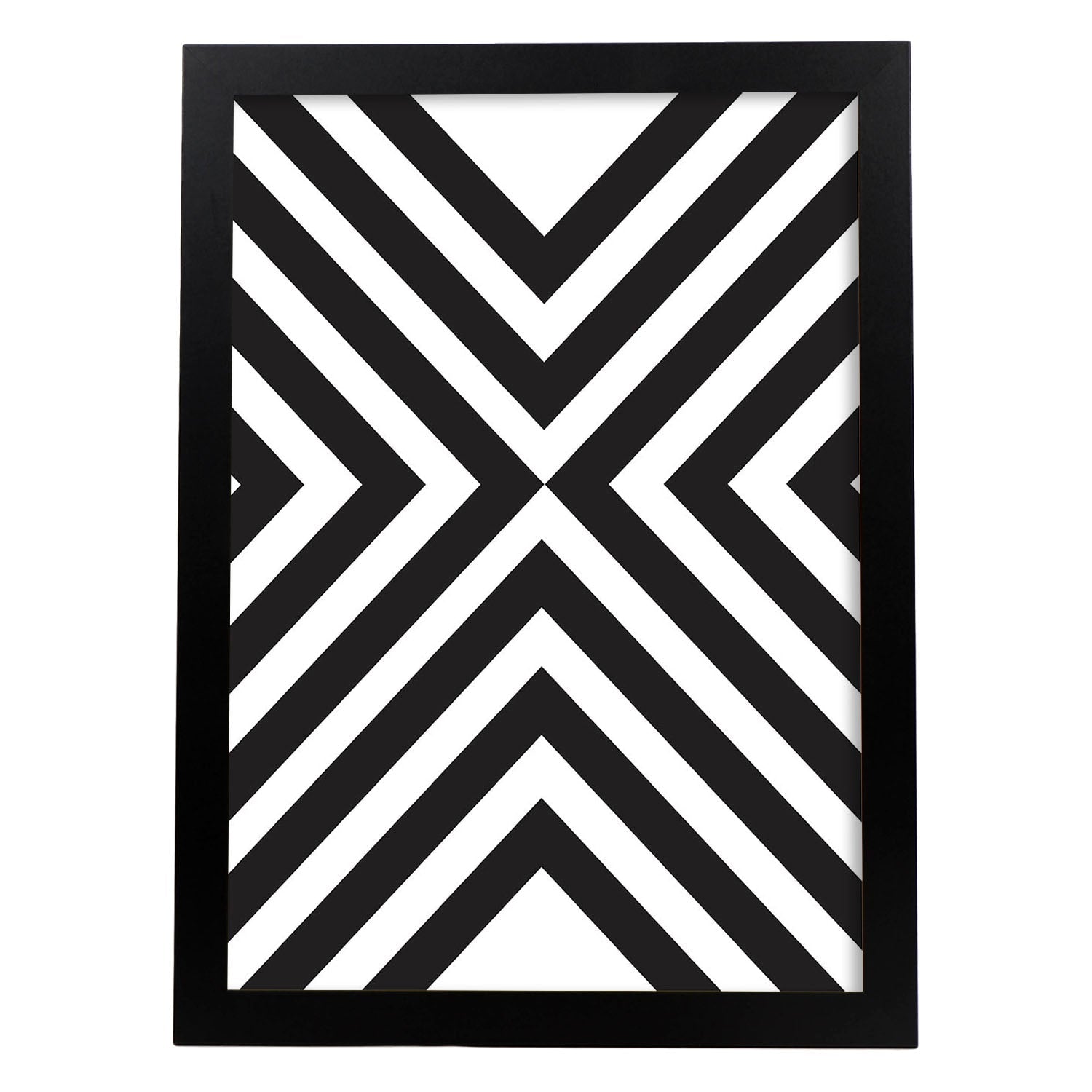 Poster con dibújo nórdico de líneas. Lámina X, ilustrada con con líneas y formas-Artwork-Nacnic-A4-Marco Negro-Nacnic Estudio SL