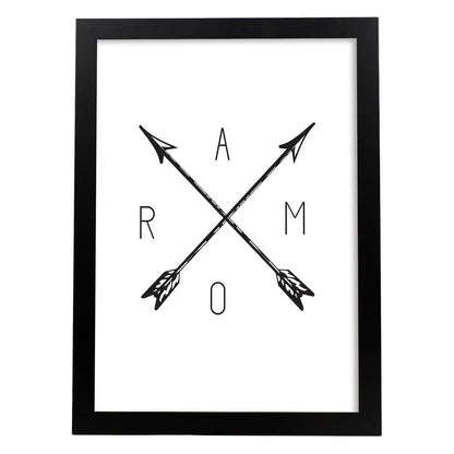 Poster con dibujos de flechas. Lámina con diseño nórdico e ilustraciones minimalistas de flechas. Diseño escandinavo para interiores.-Artwork-Nacnic-A4-Marco Negro-Nacnic Estudio SL