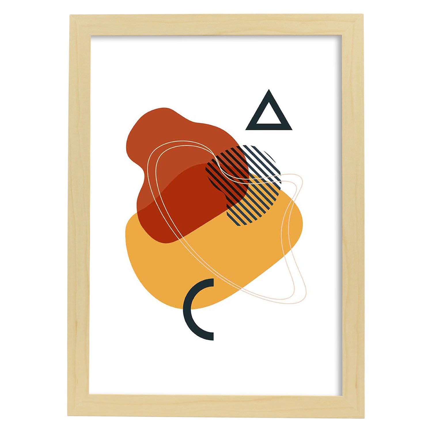 Poster con diseño de collage abstracto. Lámina colorida con formas y figuras. Abstracto 1.-Artwork-Nacnic-A3-Marco Madera clara-Nacnic Estudio SL