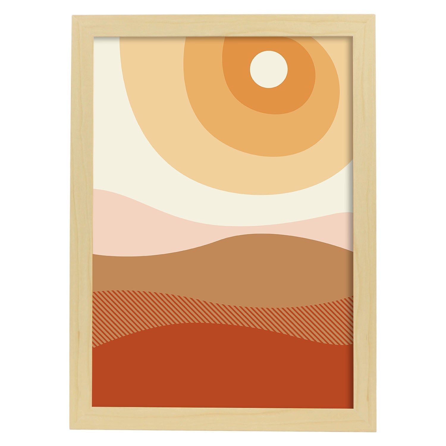 Poster con diseño de paisajes abstractos. Lámina colorida. Paisaje 1.-Artwork-Nacnic-A3-Marco Madera clara-Nacnic Estudio SL