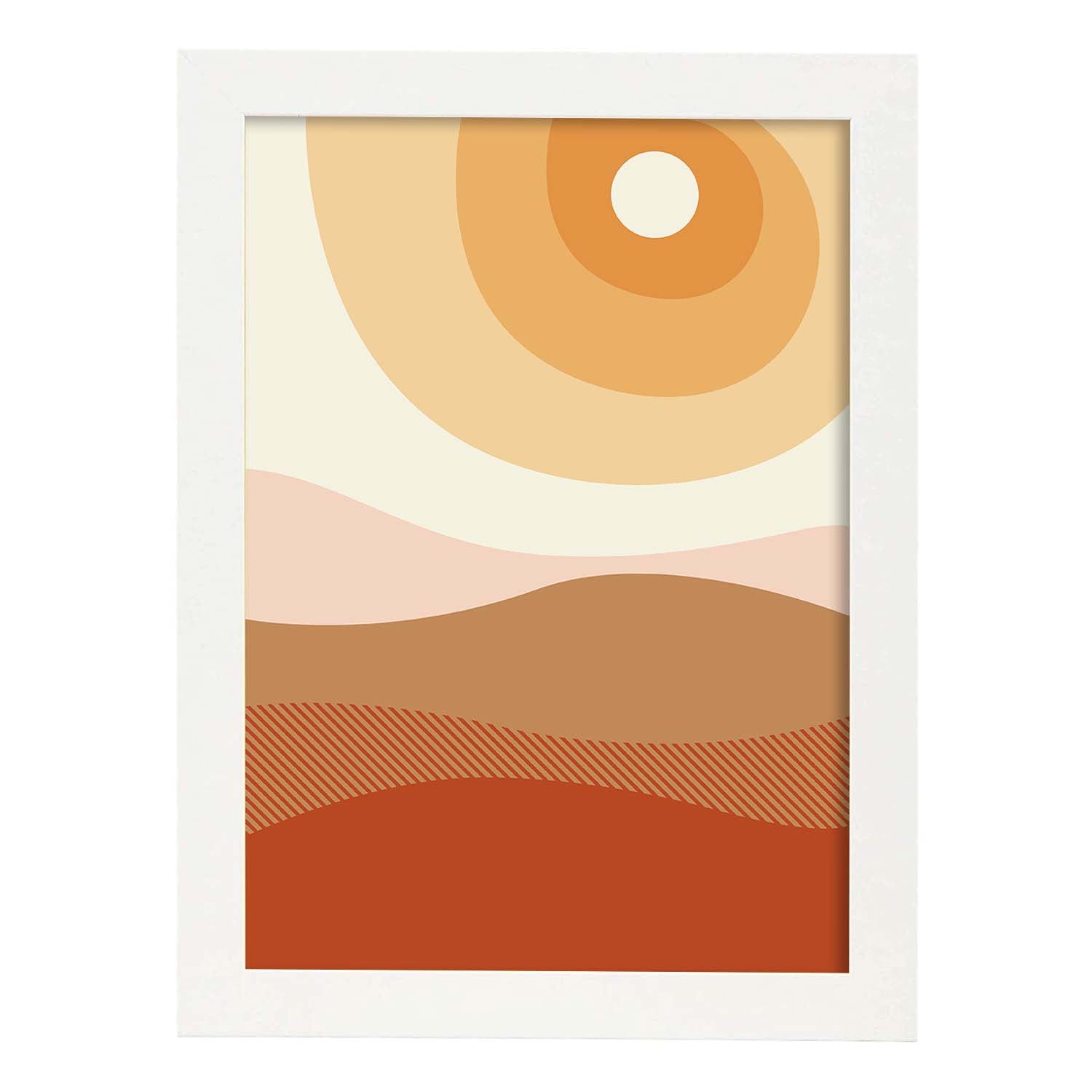 Poster con diseño de paisajes abstractos. Lámina colorida. Paisaje 1.-Artwork-Nacnic-A4-Marco Blanco-Nacnic Estudio SL