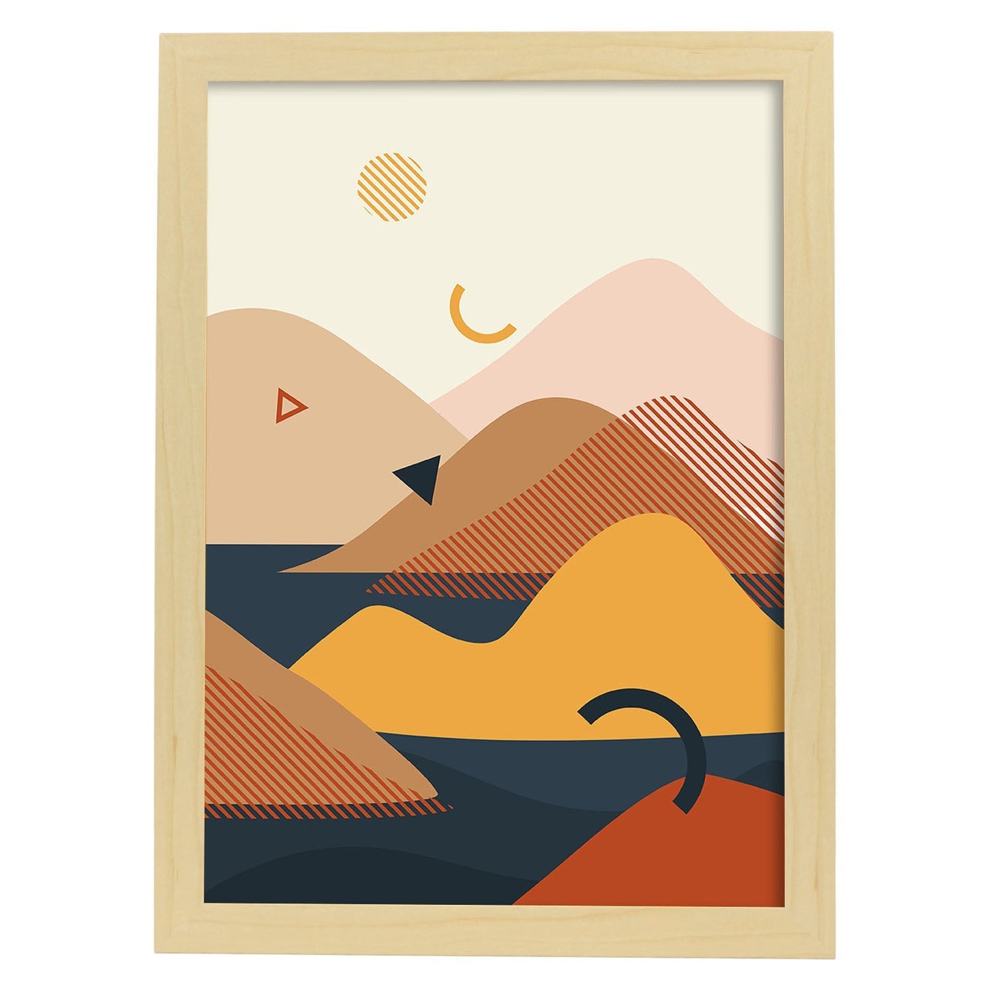 Poster con diseño de paisajes abstractos. Lámina colorida. Paisaje 4.-Artwork-Nacnic-A3-Marco Madera clara-Nacnic Estudio SL