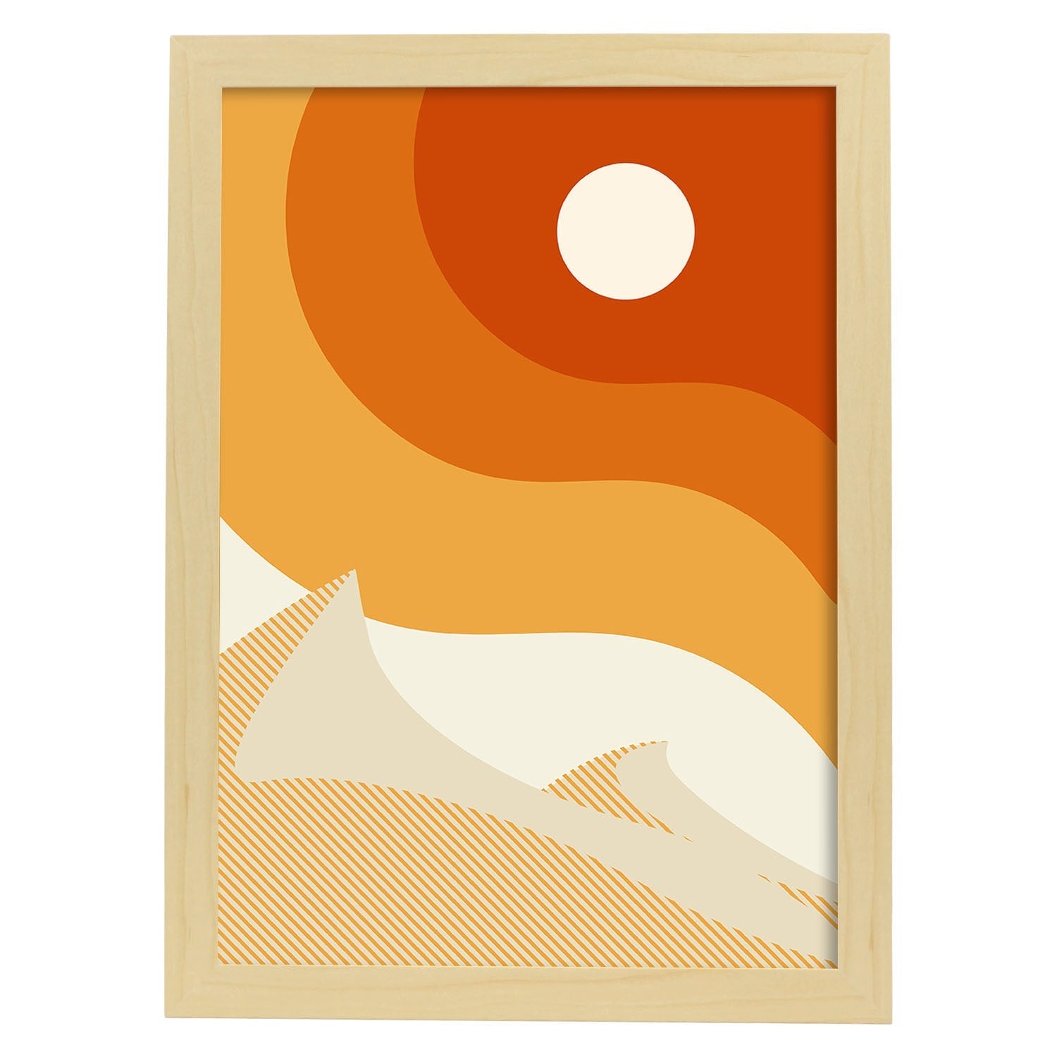 Poster con diseño de paisajes abstractos. Lámina colorida. Paisaje 8.-Artwork-Nacnic-A3-Marco Madera clara-Nacnic Estudio SL