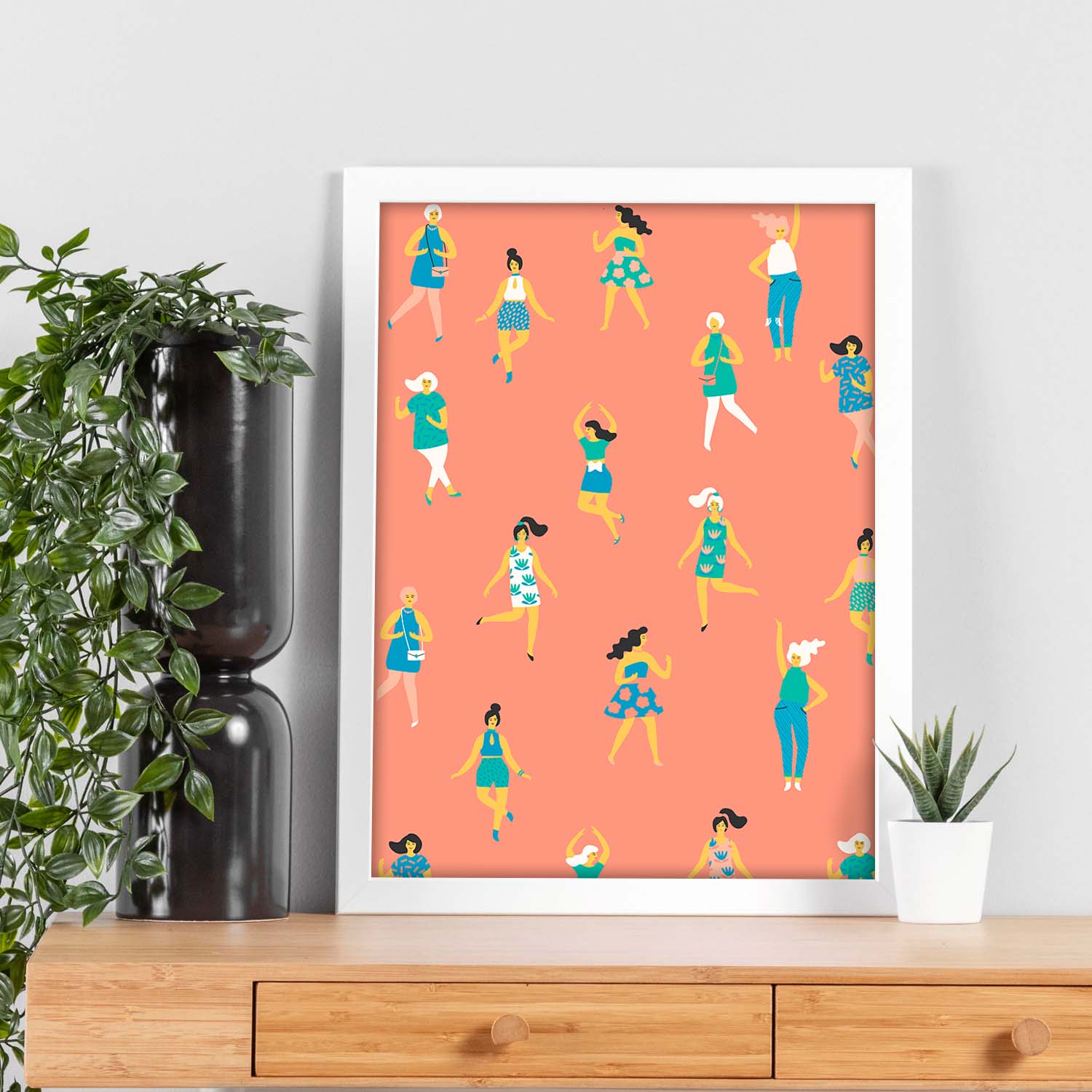Poster con Diseño Estampado de Mujeres. Lámina Multicolor con Patrones Veraniegos para-Artwork-Nacnic-Nacnic Estudio SL