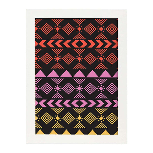 Poster con diseño estampado. Lámina Boho tribal lila, imágenes con patrones estampados.-Artwork-Nacnic-A4-Marco Blanco-Nacnic Estudio SL