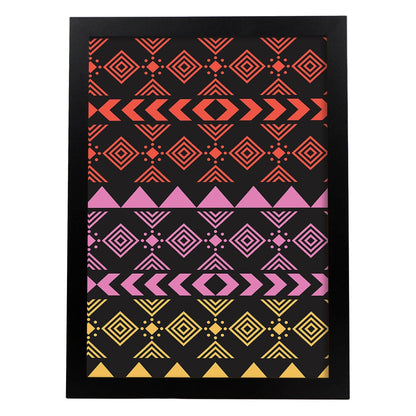 Poster con diseño estampado. Lámina Boho tribal lila, imágenes con patrones estampados.-Artwork-Nacnic-A4-Marco Negro-Nacnic Estudio SL