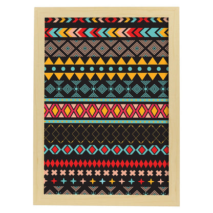 Poster con diseño estampado. Lámina Boho tribal tierras, imágenes con patrones estampados.-Artwork-Nacnic-A4-Marco Madera clara-Nacnic Estudio SL