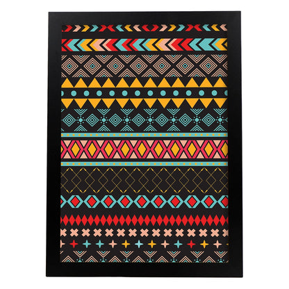Poster con diseño estampado. Lámina Boho tribal tierras, imágenes con patrones estampados.-Artwork-Nacnic-A4-Marco Negro-Nacnic Estudio SL