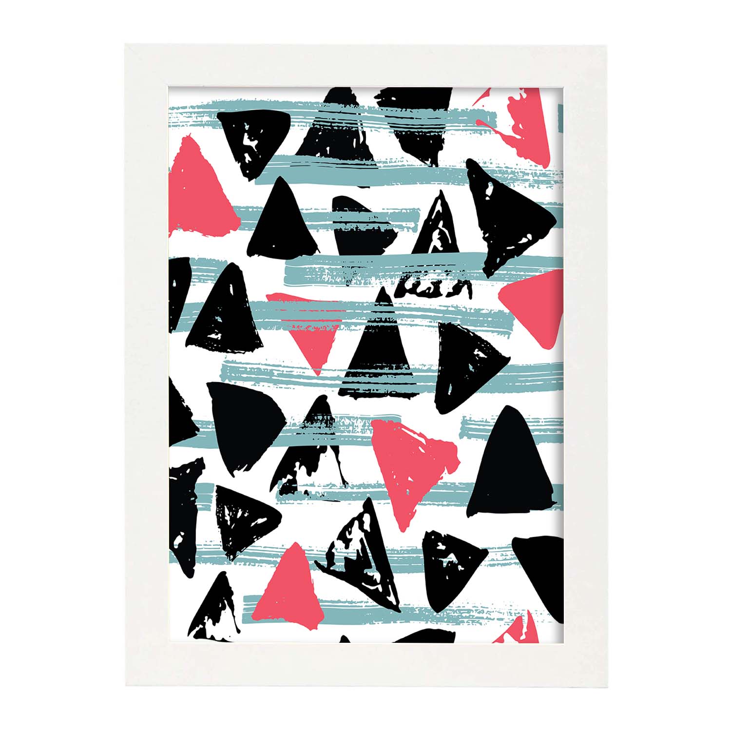 Poster con diseño estampado. Lámina Estampado negro rosa, imágenes con patrones estampados.-Artwork-Nacnic-A3-Marco Blanco-Nacnic Estudio SL
