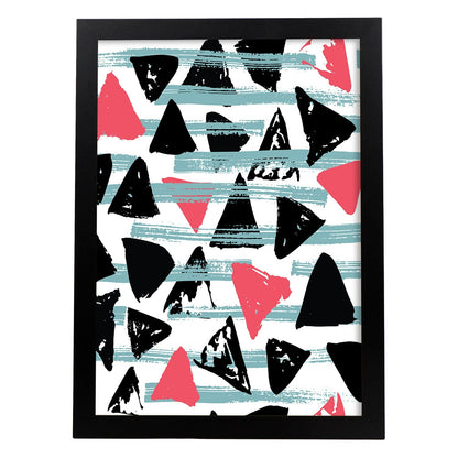Poster con diseño estampado. Lámina Estampado negro rosa, imágenes con patrones estampados.-Artwork-Nacnic-A4-Marco Negro-Nacnic Estudio SL