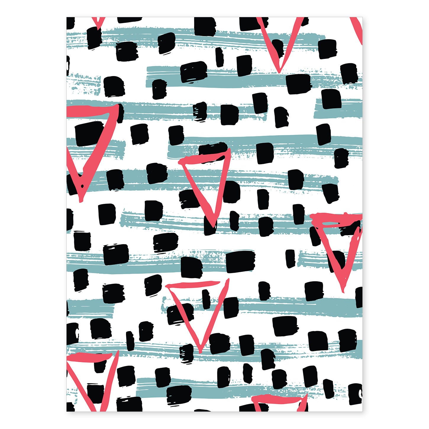 Poster con diseño estampado. Lámina Estampado negro rosa triangulos, imágenes con patrones estampados.-Artwork-Nacnic-A4-Sin marco-Nacnic Estudio SL