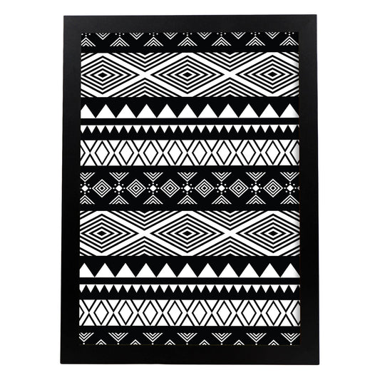 Poster con diseño estampado. Lámina Tribal 2, imágenes con patrones estampados.-Artwork-Nacnic-A4-Marco Negro-Nacnic Estudio SL