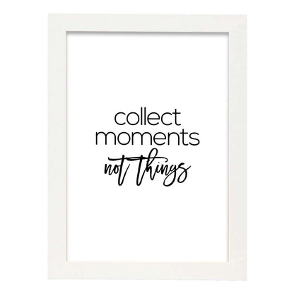 Poster con frase inspiracional. Lámina de decoración 'Guarda momentos' con frases motivadoras y llenas de energia.-Artwork-Nacnic-A4-Marco Blanco-Nacnic Estudio SL