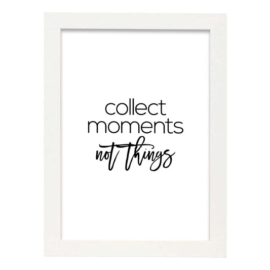 Poster con frase inspiracional. Lámina de decoración 'Guarda momentos' con frases motivadoras y llenas de energia.-Artwork-Nacnic-A4-Marco Blanco-Nacnic Estudio SL