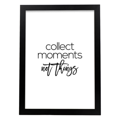 Poster con frase inspiracional. Lámina de decoración 'Guarda momentos' con frases motivadoras y llenas de energia.-Artwork-Nacnic-A4-Marco Negro-Nacnic Estudio SL