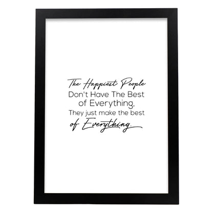 Poster con frase inspiracional. Lámina de decoración 'La gente feliz' con frases motivadoras y llenas de energia.-Artwork-Nacnic-A4-Marco Negro-Nacnic Estudio SL