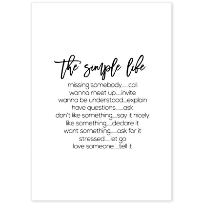 Poster con frase inspiracional. Lámina de decoración 'La vida simple' con frases motivadoras y llenas de energia.-Artwork-Nacnic-A4-Sin marco-Nacnic Estudio SL