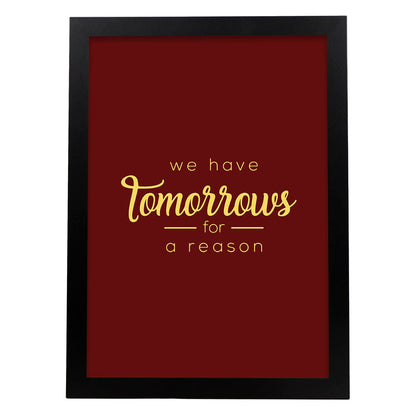 Poster con frase inspiracional. Lámina de decoración 'Mañana' con frases motivadoras y llenas de energia.-Artwork-Nacnic-A4-Marco Negro-Nacnic Estudio SL