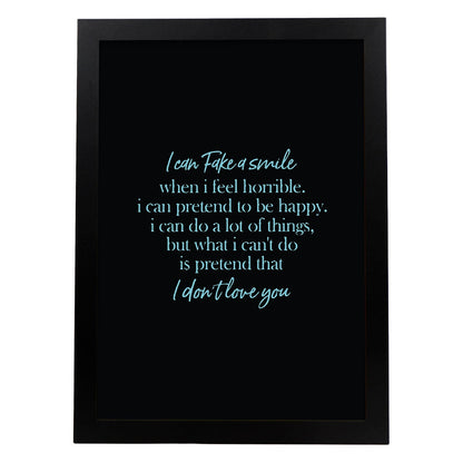 Poster con frase inspiracional. Lámina de decoración 'No te quiero' con frases motivadoras y llenas de energia.-Artwork-Nacnic-A4-Marco Negro-Nacnic Estudio SL