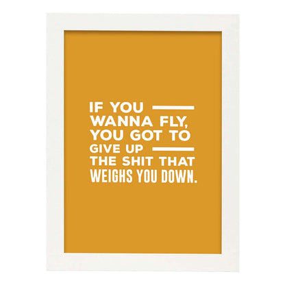 Poster con frase inspiracional. Lámina de decoración 'Si quieres volar' con frases motivadoras y llenas de energia.-Artwork-Nacnic-A4-Marco Blanco-Nacnic Estudio SL
