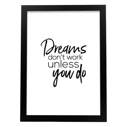 Poster con frase inspiracional. Lámina de decoración 'Sueños' con frases motivadoras y llenas de energia.-Artwork-Nacnic-A4-Marco Negro-Nacnic Estudio SL
