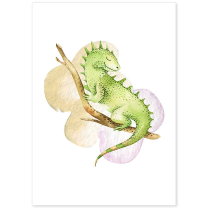 Poster con ilustración de Animal. camaleon Feliz.-Artwork-Nacnic-A4-Sin marco-Nacnic Estudio SL