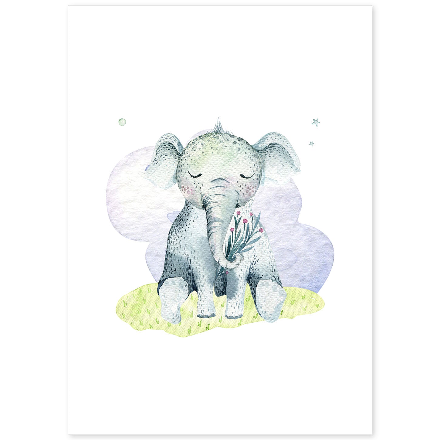 Poster con ilustración de Animal. Elefante Dormido.-Artwork-Nacnic-A4-Sin marco-Nacnic Estudio SL
