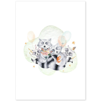 Poster con ilustración de Animal. Familia de mofetas.-Artwork-Nacnic-A4-Sin marco-Nacnic Estudio SL