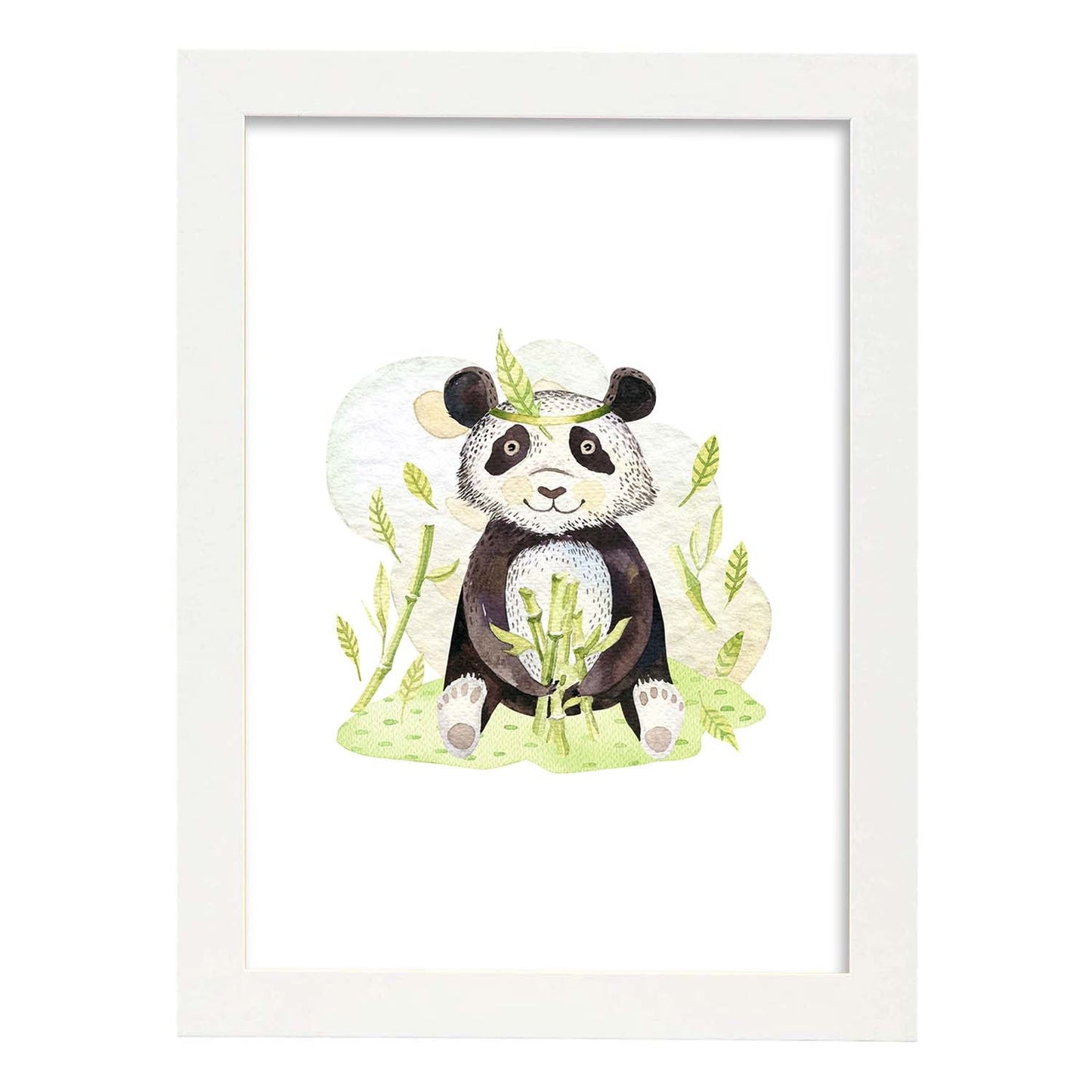 Poster con ilustración de Animal. Oso Panda Feliz.-Artwork-Nacnic-A3-Marco Blanco-Nacnic Estudio SL