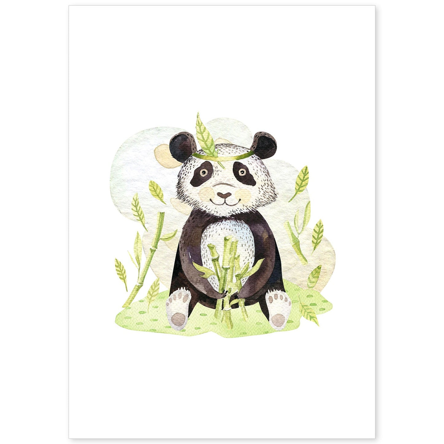 Poster con ilustración de Animal. Oso Panda Feliz.-Artwork-Nacnic-A4-Sin marco-Nacnic Estudio SL