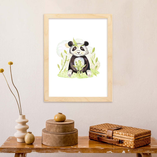 Poster con ilustración de Animal. Oso Panda Feliz.-Artwork-Nacnic-Nacnic Estudio SL