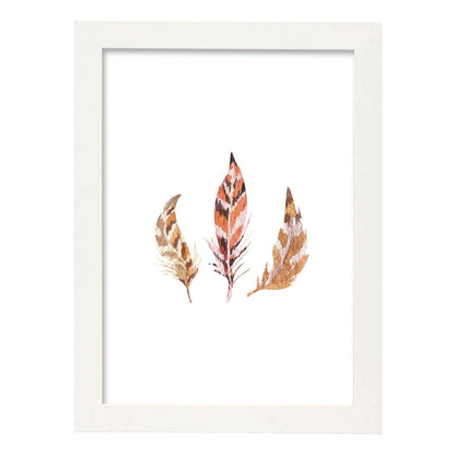 Poster con ilustración de Animal. Plumas Apache 2.-Artwork-Nacnic-A4-Marco Blanco-Nacnic Estudio SL