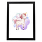 Poster con ilustración de Animal. Unicornio con Estrellas.-Artwork-Nacnic-A4-Marco Negro-Nacnic Estudio SL