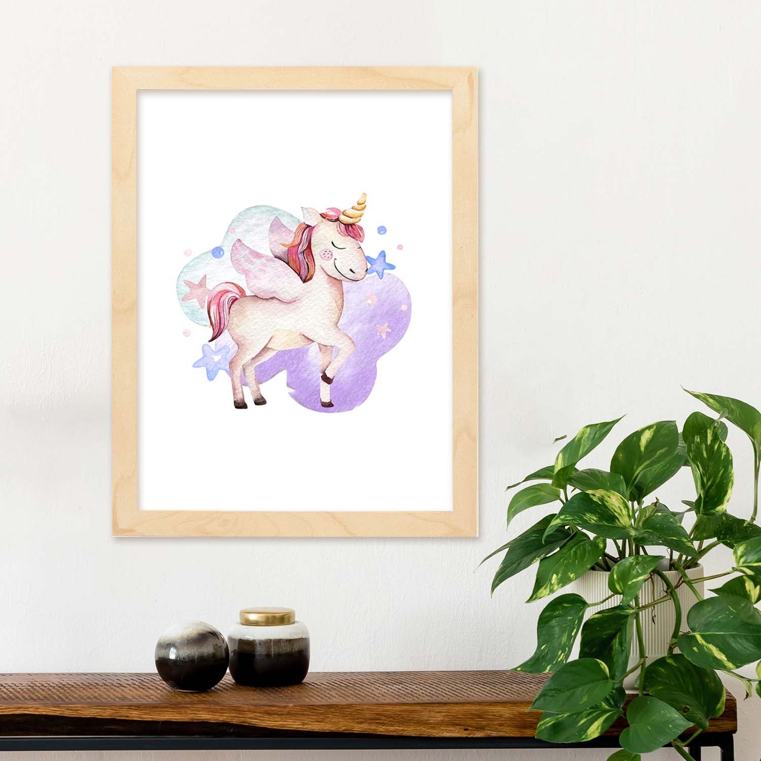 Poster con ilustración de Animal. Unicornio con Estrellas.-Artwork-Nacnic-Nacnic Estudio SL
