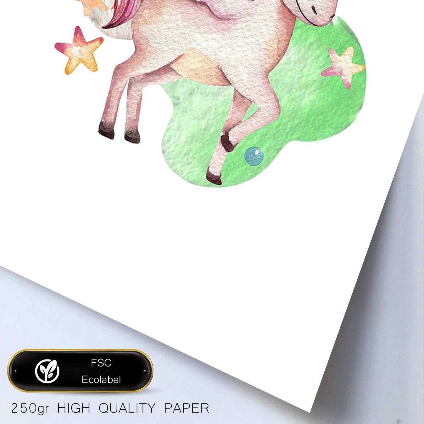 Poster con ilustración de Animal. Unicornio Feliz con Estrellas.-Artwork-Nacnic-Nacnic Estudio SL