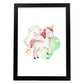 Poster con ilustración de Animal. Unicornio Feliz con Estrellas.-Artwork-Nacnic-A3-Marco Negro-Nacnic Estudio SL