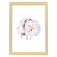 Poster con ilustración de Animal. Unicornio Feliz.-Artwork-Nacnic-A3-Marco Madera clara-Nacnic Estudio SL