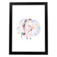 Poster con ilustración de Animal. Unicornio Feliz.-Artwork-Nacnic-A4-Marco Negro-Nacnic Estudio SL