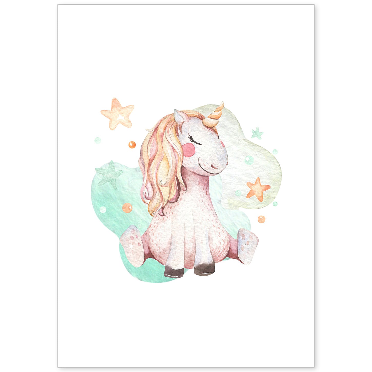Poster con ilustración de Animal. Unicornio Sentado.-Artwork-Nacnic-A4-Sin marco-Nacnic Estudio SL