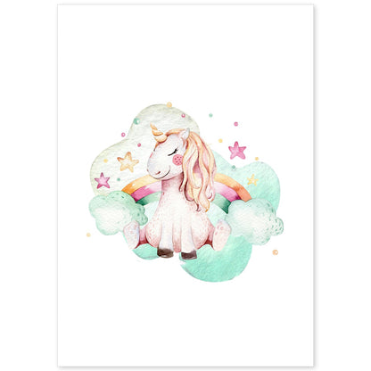 Poster con ilustración de Animal. Unicornio y Arcoiris.-Artwork-Nacnic-A4-Sin marco-Nacnic Estudio SL