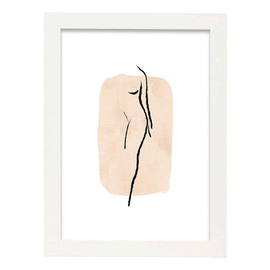 Poster con ilustracion de mujer. Dibujos con formas, caras, cuerpos y gestos de mujeres. 'Mujeres 13'.-Artwork-Nacnic-A4-Marco Blanco-Nacnic Estudio SL