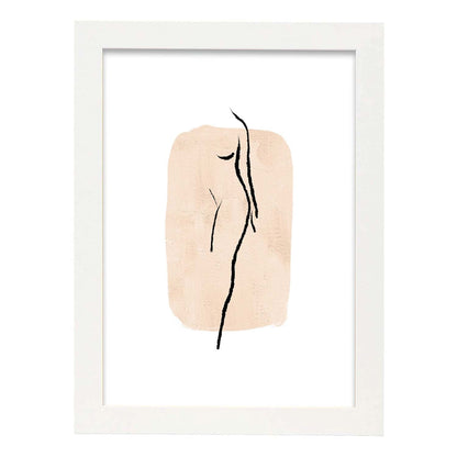 Poster con ilustracion de mujer. Dibujos con formas, caras, cuerpos y gestos de mujeres. 'Mujeres 13'.-Artwork-Nacnic-A4-Marco Blanco-Nacnic Estudio SL